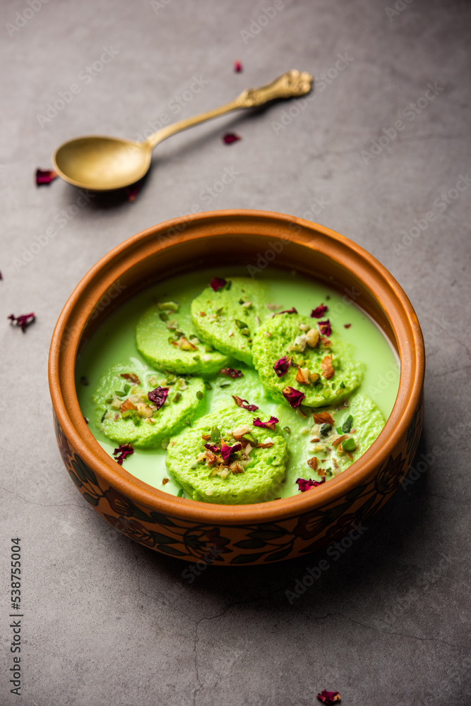 Pista Bread Rasmalai is the tweaked version of traditional Ras malai using bread slices Pista Bread Rasmalai is the tweaked version of traditional Ras malai using bread slices