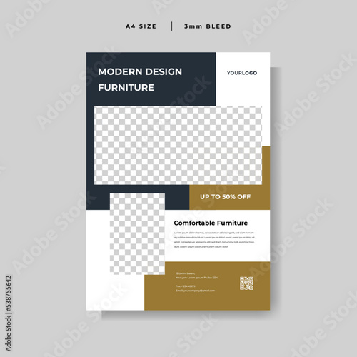 Modern furniture promotion flyer vector template