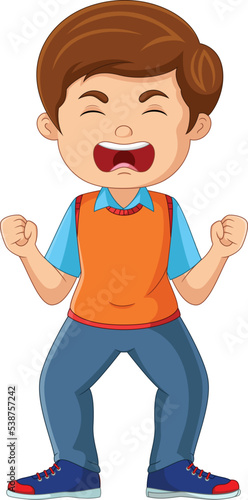 Cartoon angry boy screaming expression