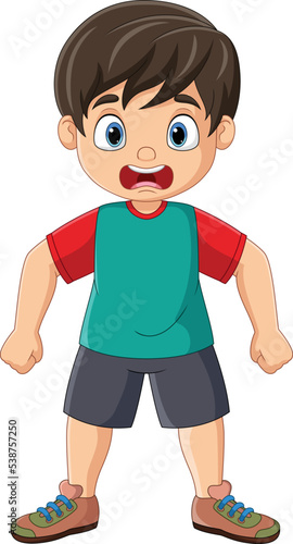 Cartoon angry little boy expression
