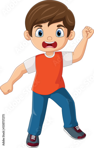 Cartoon angry little boy expression