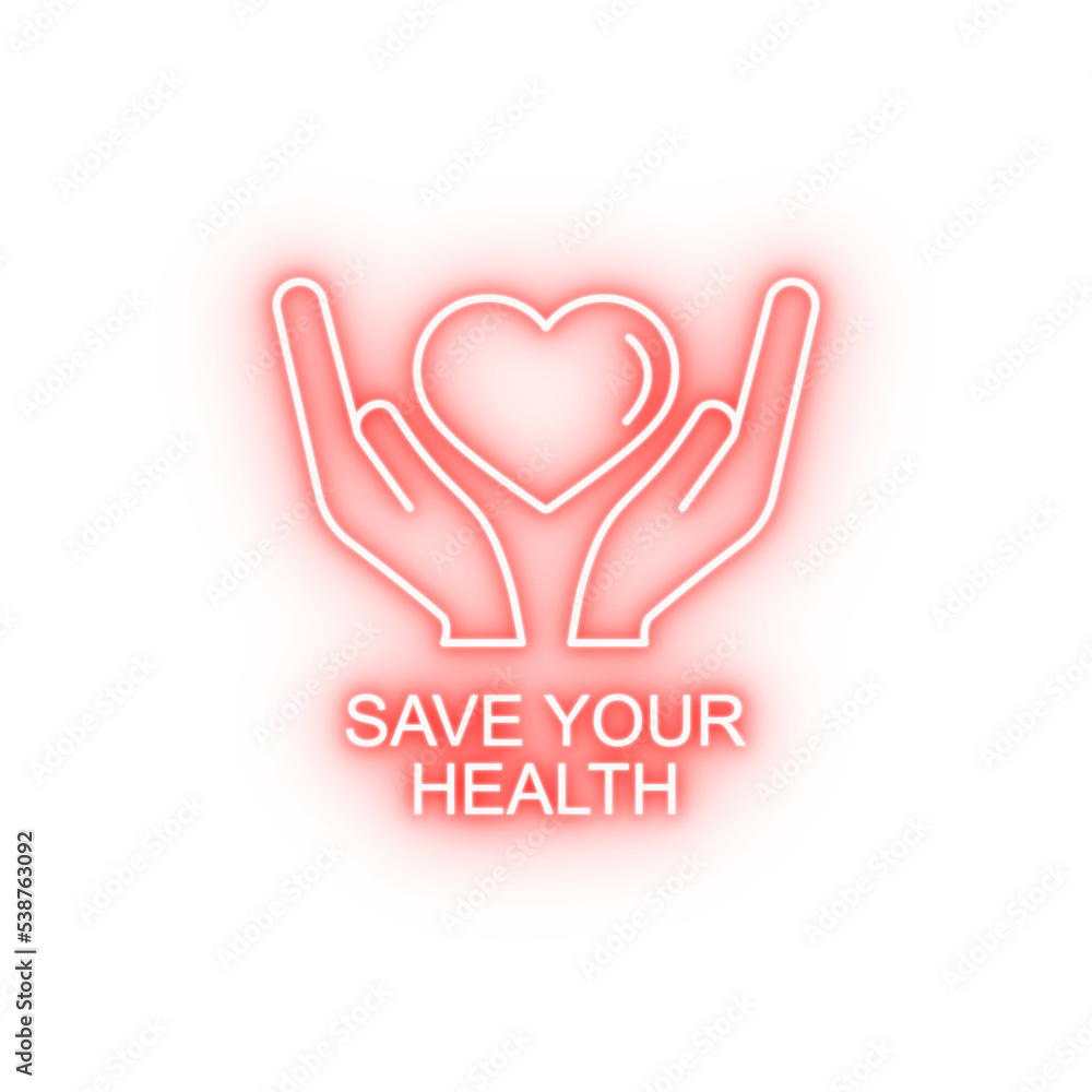 save your health line neon icon save your health line neon icon