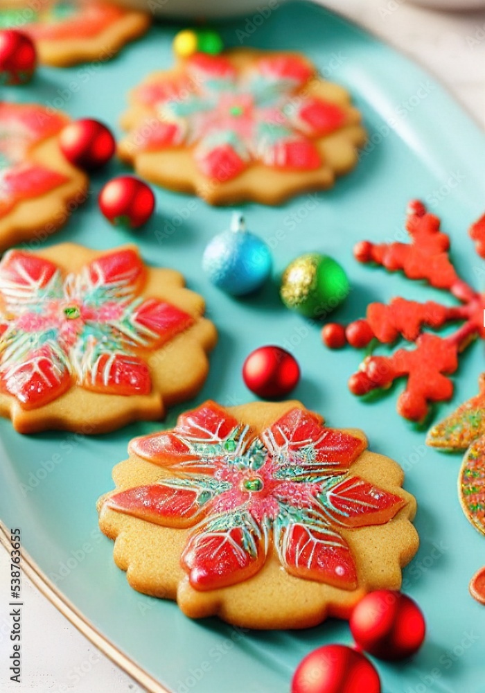 Festive plated Christmas cookies