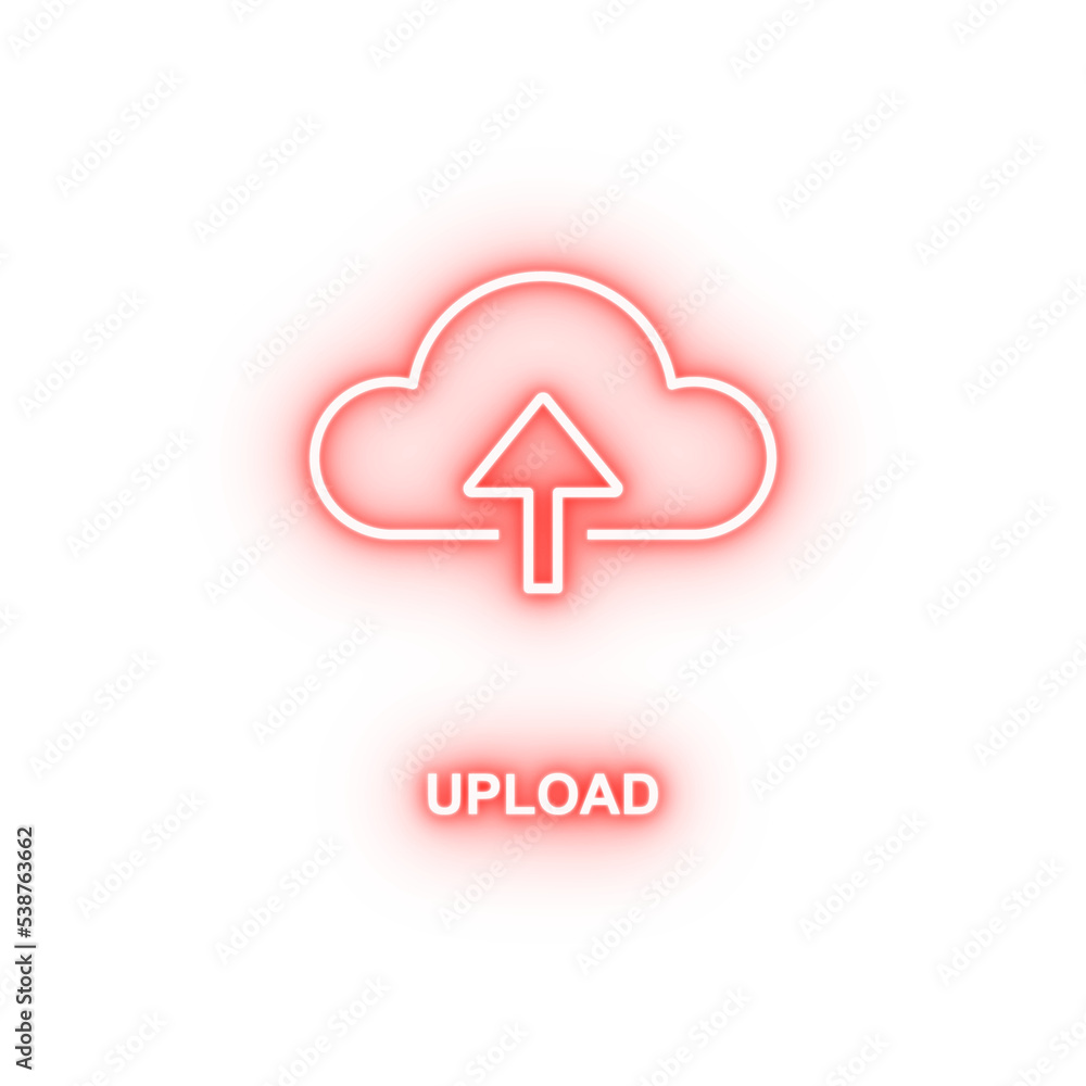 upload sign neon icon upload sign neon icon