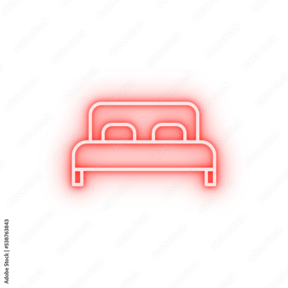 double bed neon icon
