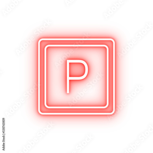 parking sign neon icon