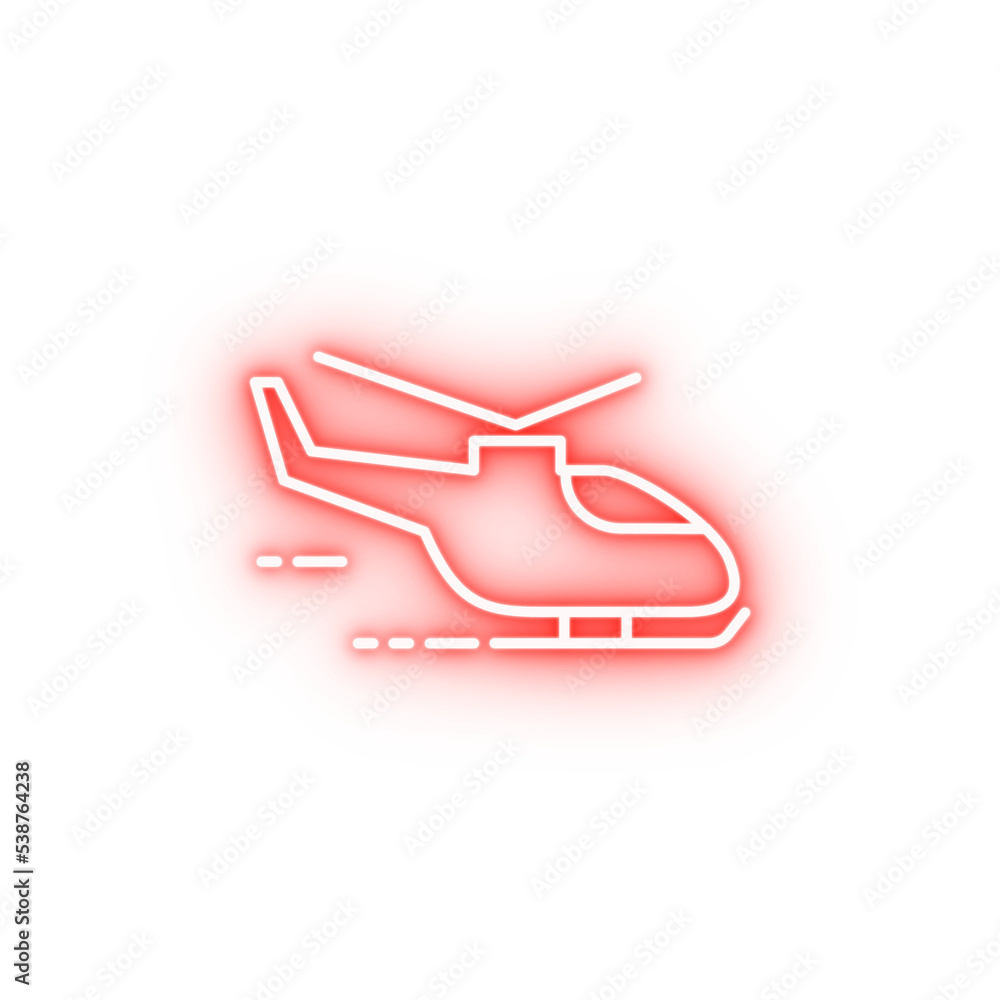 flying helicopter neon icon flying helicopter neon icon