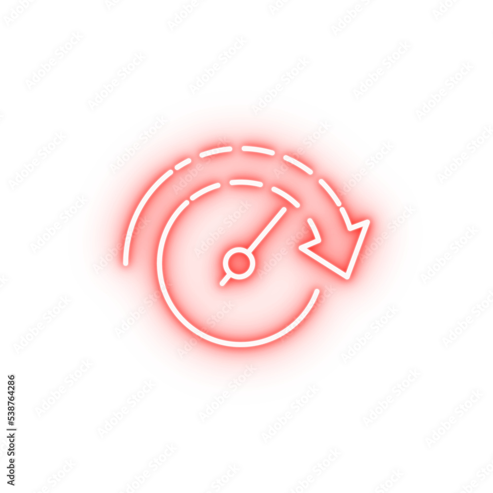 the arrow in the circle of hours neon icon the arrow in the circle of hours neon icon