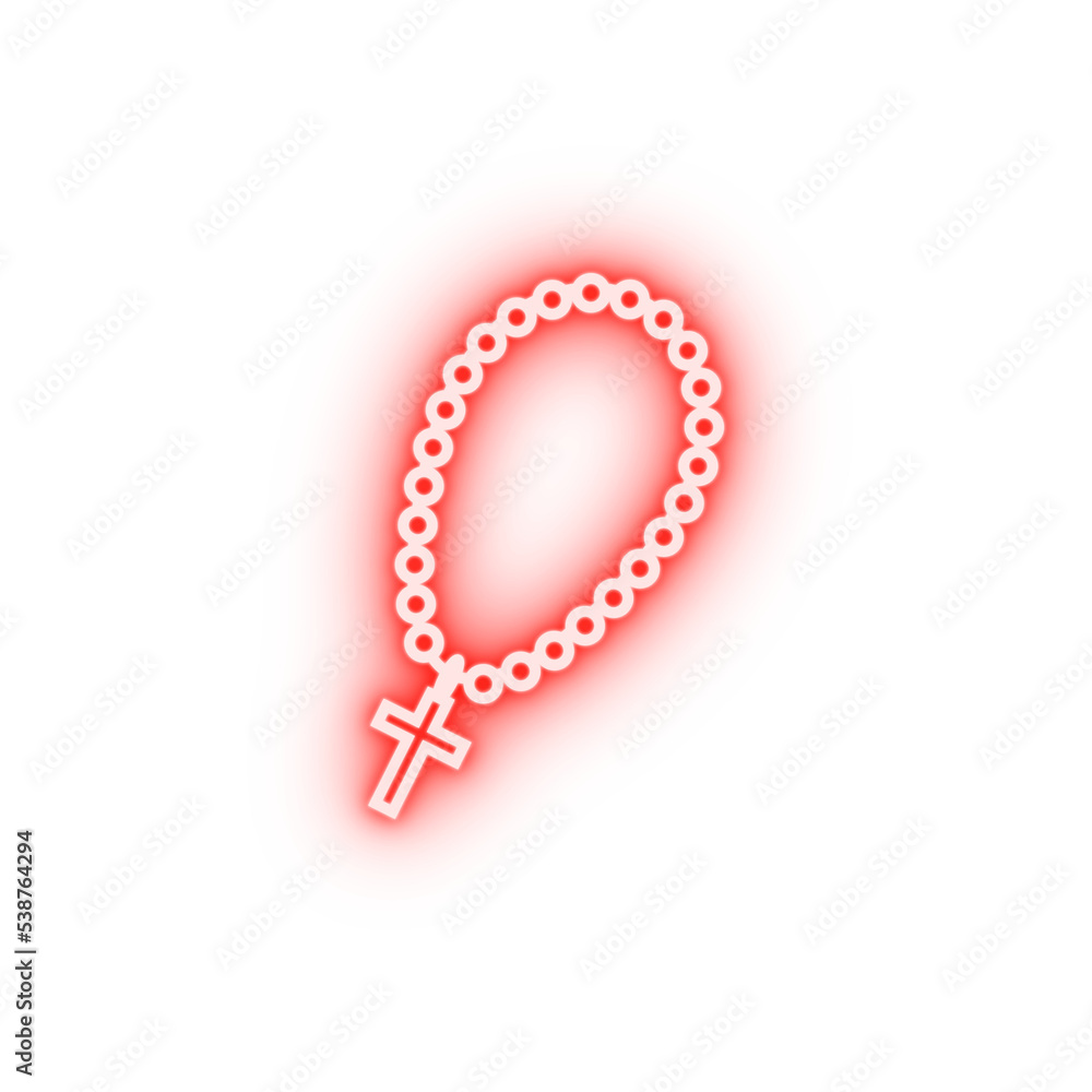 christian rosary outline neon icon