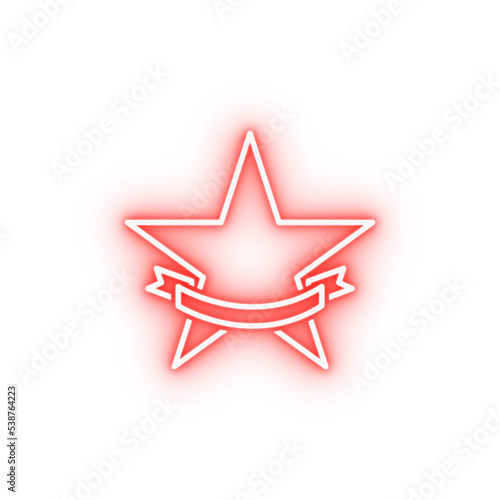 star with ribbon neon icon