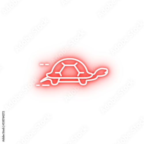 walking tortoise neon icon photo