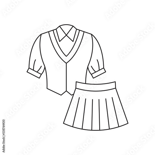 School uniform icon design. girl school dress vector icon for web design isolated on white background. vector illustration