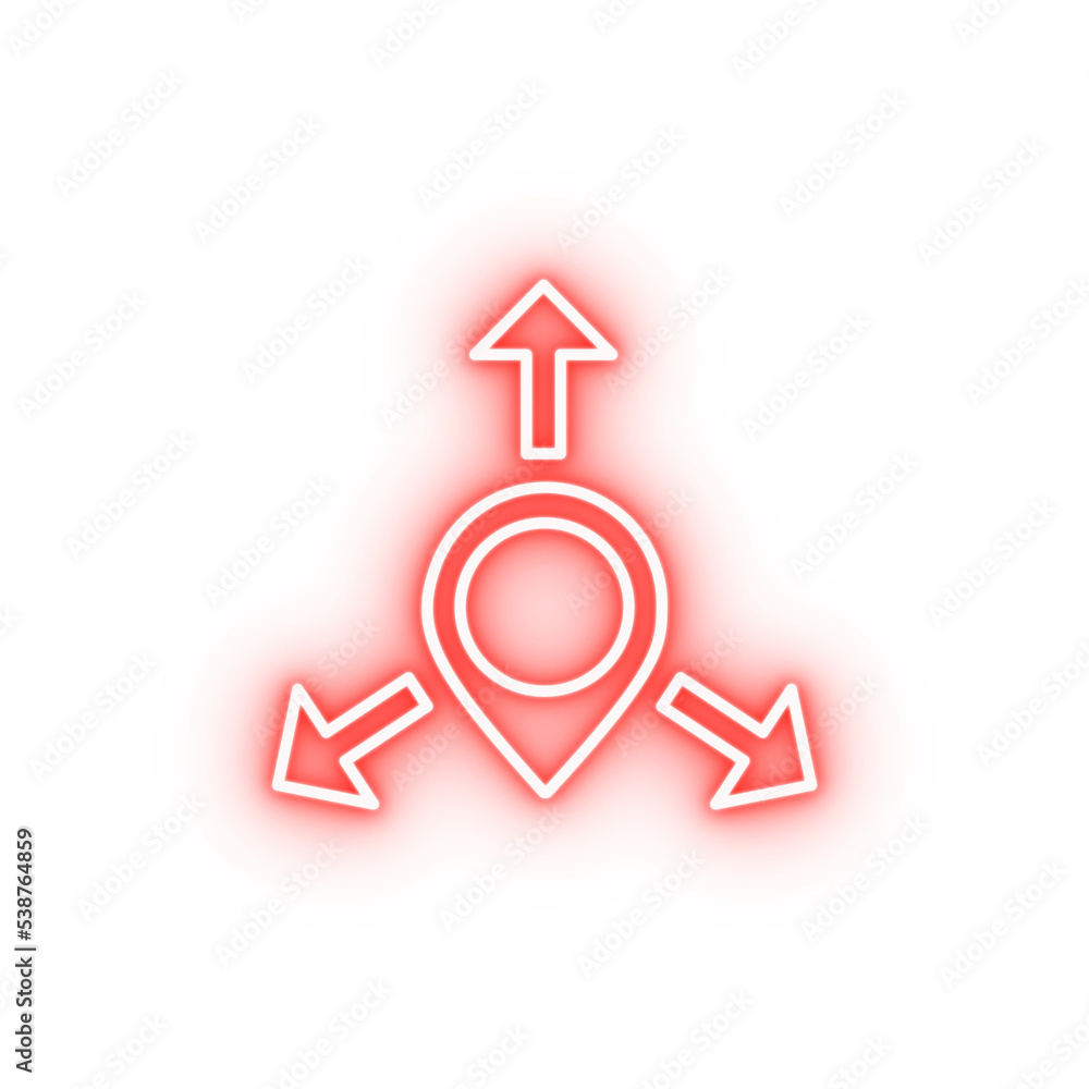 pin and different directions outline neon icon pin and different directions outline neon icon