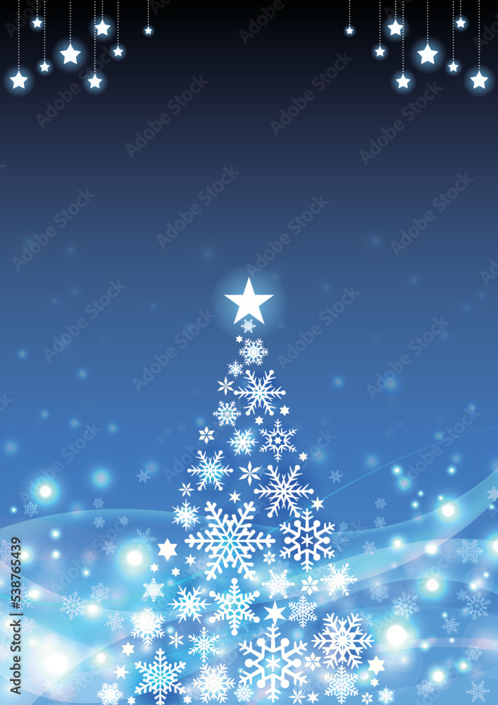 クリスマスツリー イルミネーションの背景 フレーム 青 クリスマスツリー イルミネーションの背景 フレーム 青