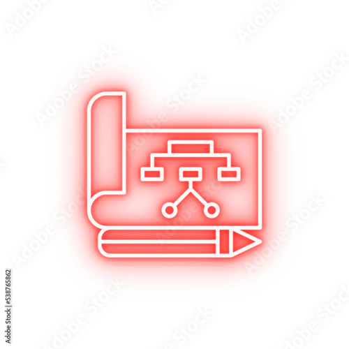 chart diagram teamwork neon icon