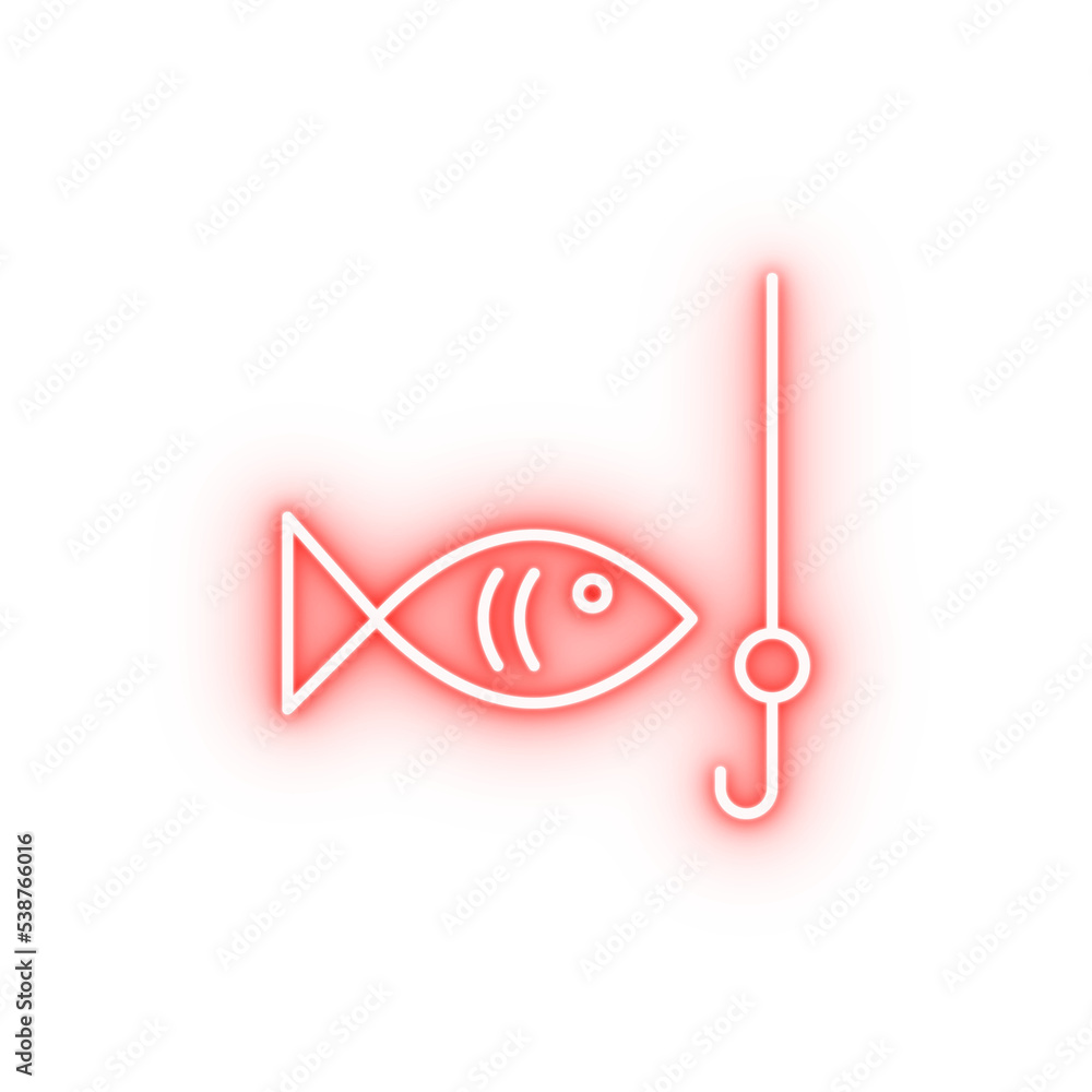 fish and hook outline neon icon fish and hook outline neon icon