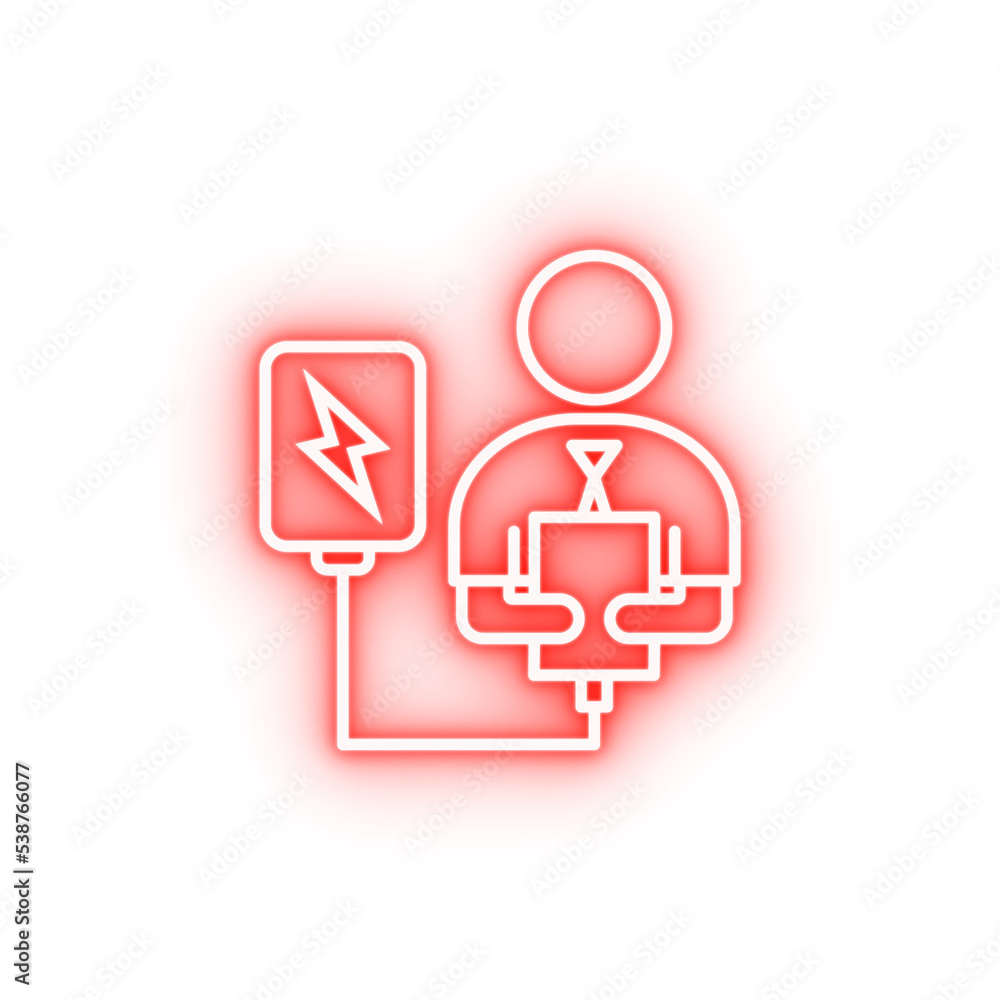 Bank charger electricity neon icon Bank charger electricity neon icon