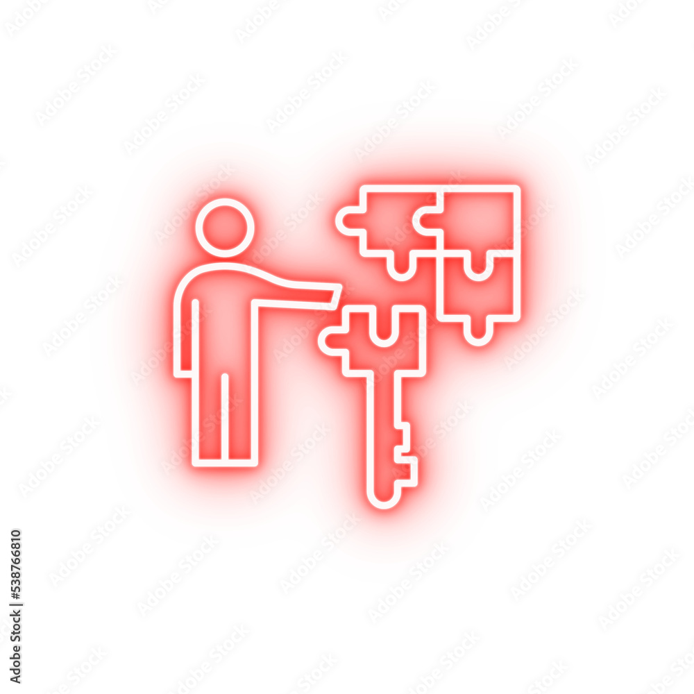 key lock problem neon icon