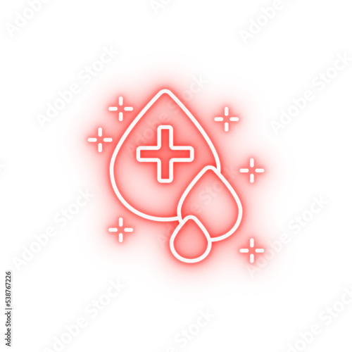Blood donation drops health neon icon