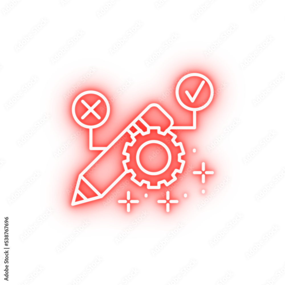 Pencil gear neon icon Pencil gear neon icon