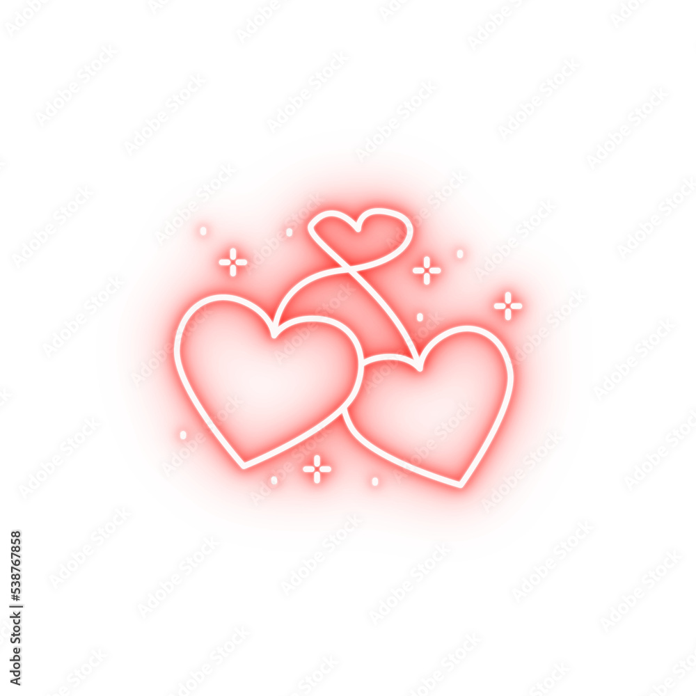 Heart cherry neon icon