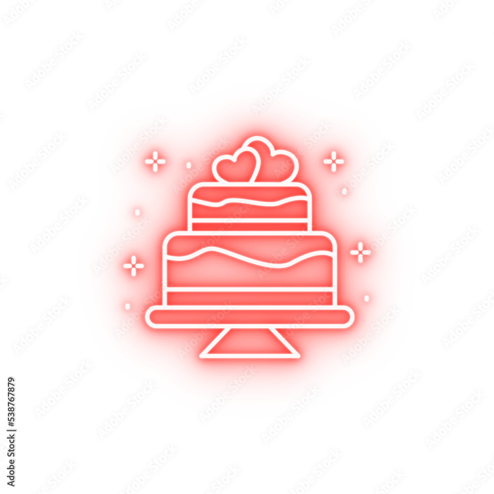 Cake heart neon icon