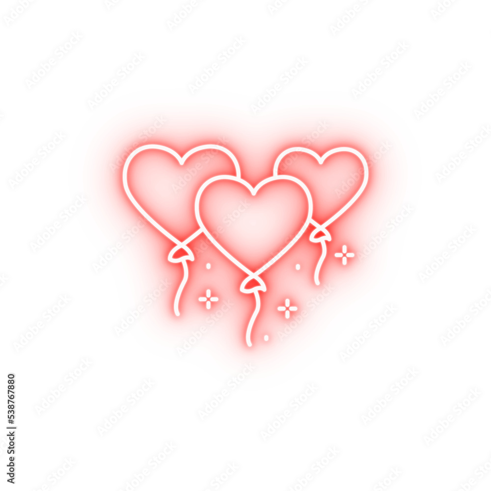 Balloons love heart neon icon