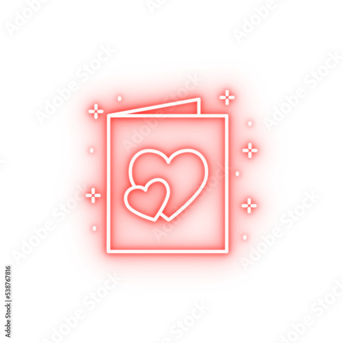 Postcard heart neon icon