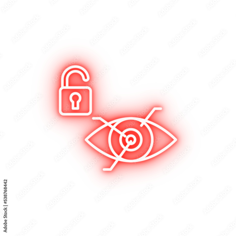 Eye recognition technology neon icon Eye recognition technology neon icon