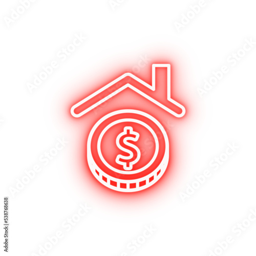 finance protection coin 2 colored line neon icon