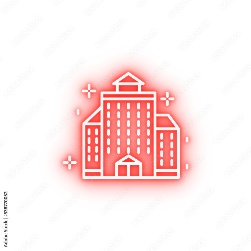 Construction building neon icon