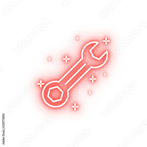 Construction wrench neon icon