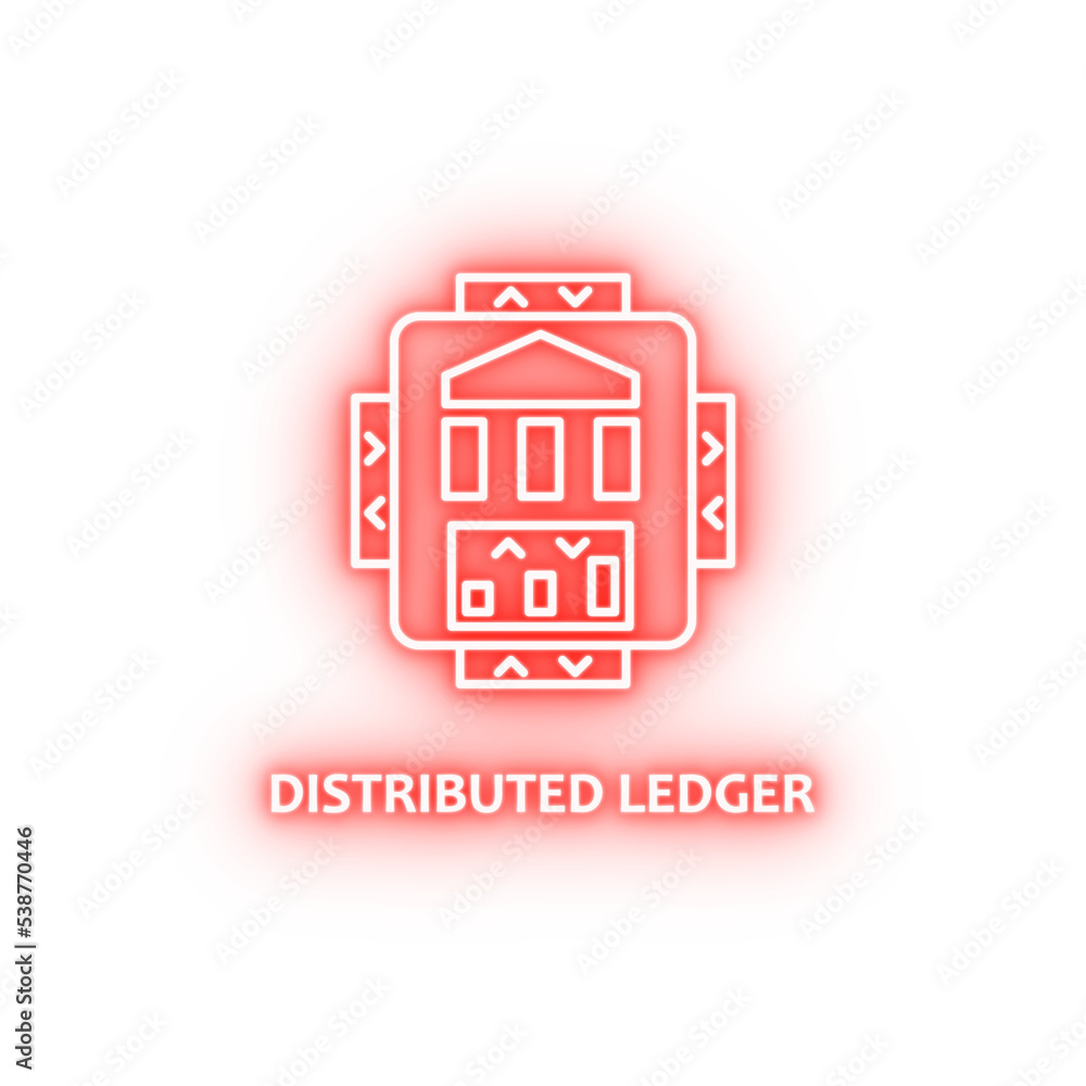 distributed ledger neon icon distributed ledger neon icon