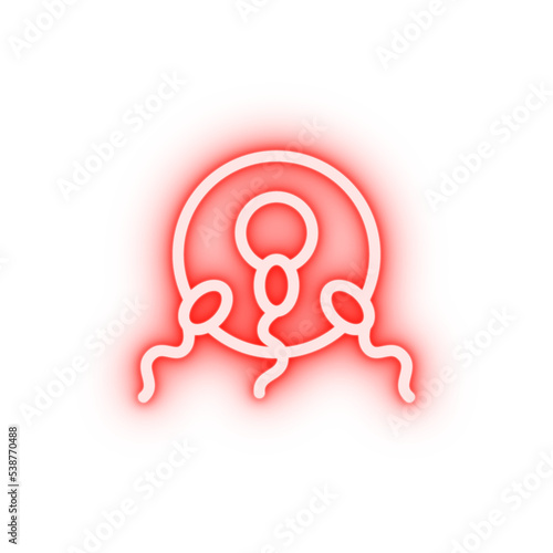 Reproductive spermatozoids egg neon icon photo