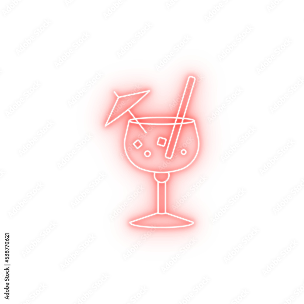 Cocktail drink neon icon Cocktail drink neon icon