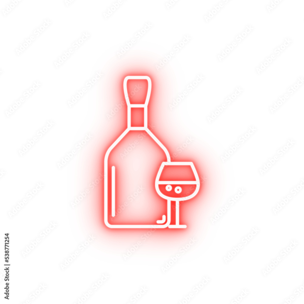 bottle and glass of cognac neon icon bottle and glass of cognac neon icon