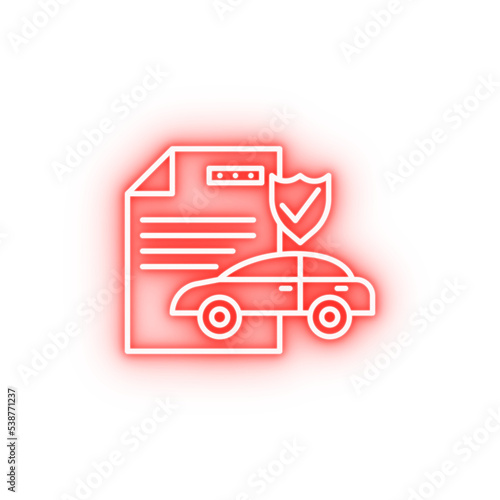 Car insurance neon icon