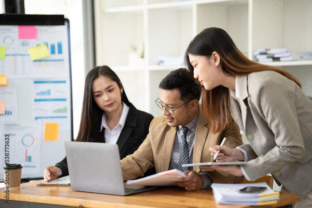 Creative team brainstorm meeting, businesspeople colleague partnership or office coworker teamwork concept. Creative team brainstorm meeting, businesspeople colleague partnership or office coworker teamwork concept.