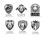 Lion Logo or Logotype Design as Graphic Mark and Emblem Vector Set