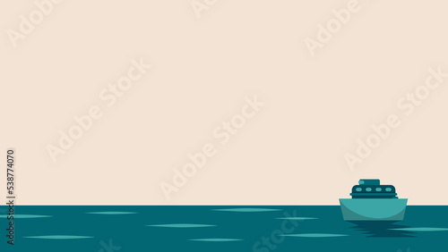 cruise ship sailing on the ocean with blank background for text. template for presentation, banner, landing page, for company and business