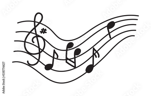 Music note design element in doodle style