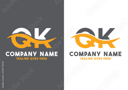 Letter QK logo design vector template, QK logo photo