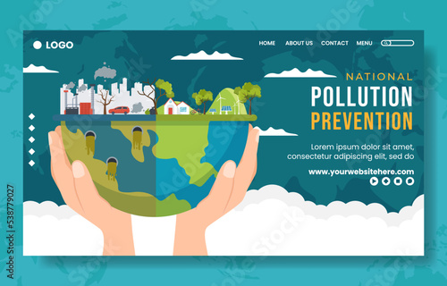 National Pollution Prevention Day Landing Page Flat Cartoon Hand Drawn Templates Illustration