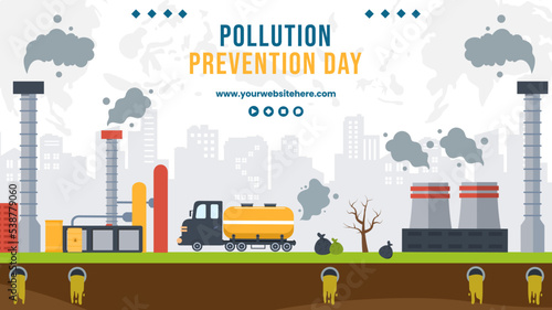 National Pollution Prevention Day Video Channel Flat Cartoon Hand Drawn Templates Illustration