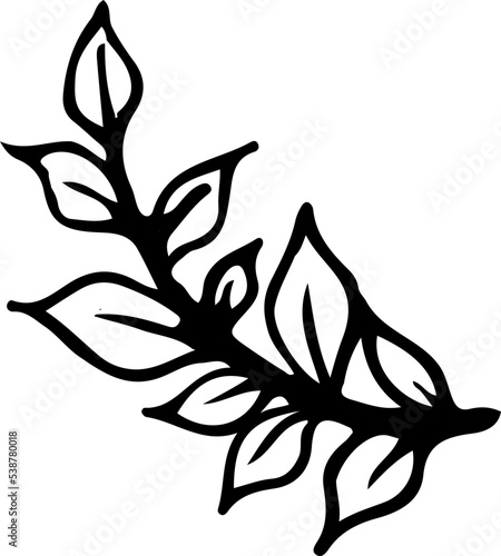 Hand drawn Floral, plants doodles illustration