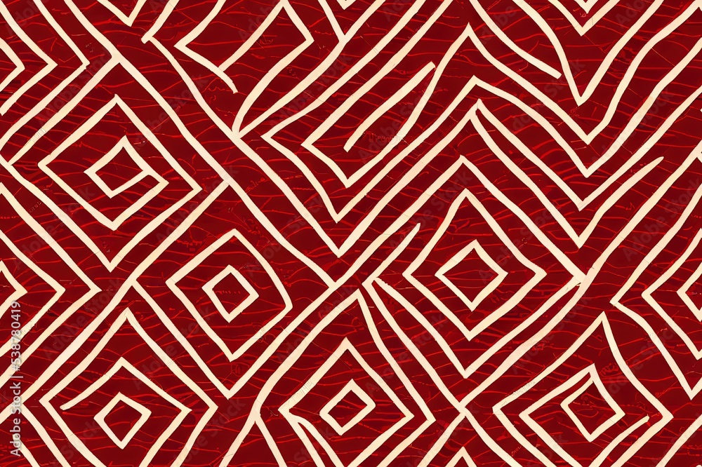 Red Textile Tile. Scarlet Tribal 2d Seamless Pattern. Ethnic Shibori Boho Design. Marine Japanese Drawing Design. Boho Chevron Traditional.