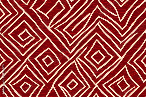 Red Textile Tile. Scarlet Tribal 2d Seamless Pattern. Ethnic Shibori Boho Design. Marine Japanese Drawing Design. Boho Chevron Traditional.