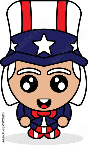 cute American country boy mascot character cartoon vector illustration