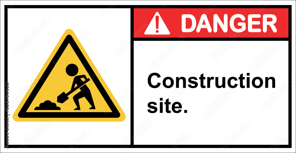 There is construction ahead. construction site.,Sign danger There is construction ahead. construction site.,Sign danger