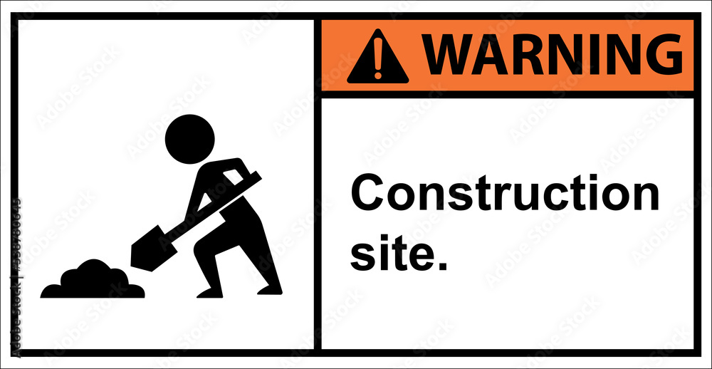 There is construction ahead. construction site.,Sign warning